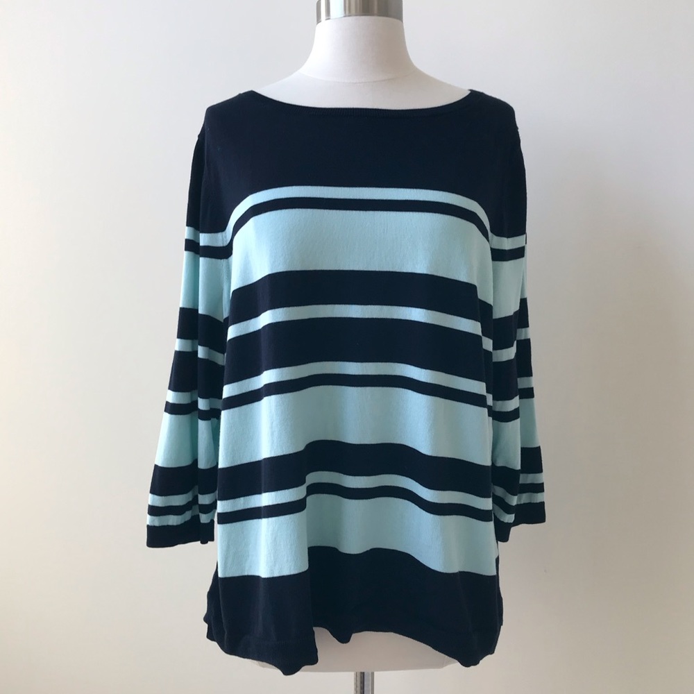 Talbots Striped Cotton Blend Striped Sweater